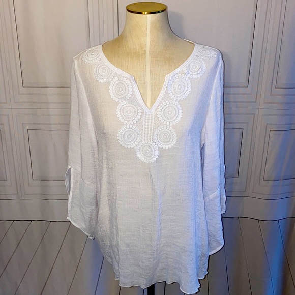 Zac & Rachel Tops - Zac & Rachel White Top Cover Up